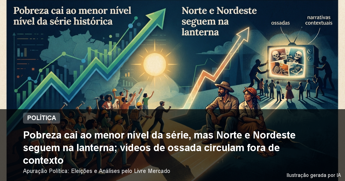 Pobreza cai ao menor nível da série, mas Norte e Nordeste seguem na lanterna; vídeos de ossada circulam fora de contexto