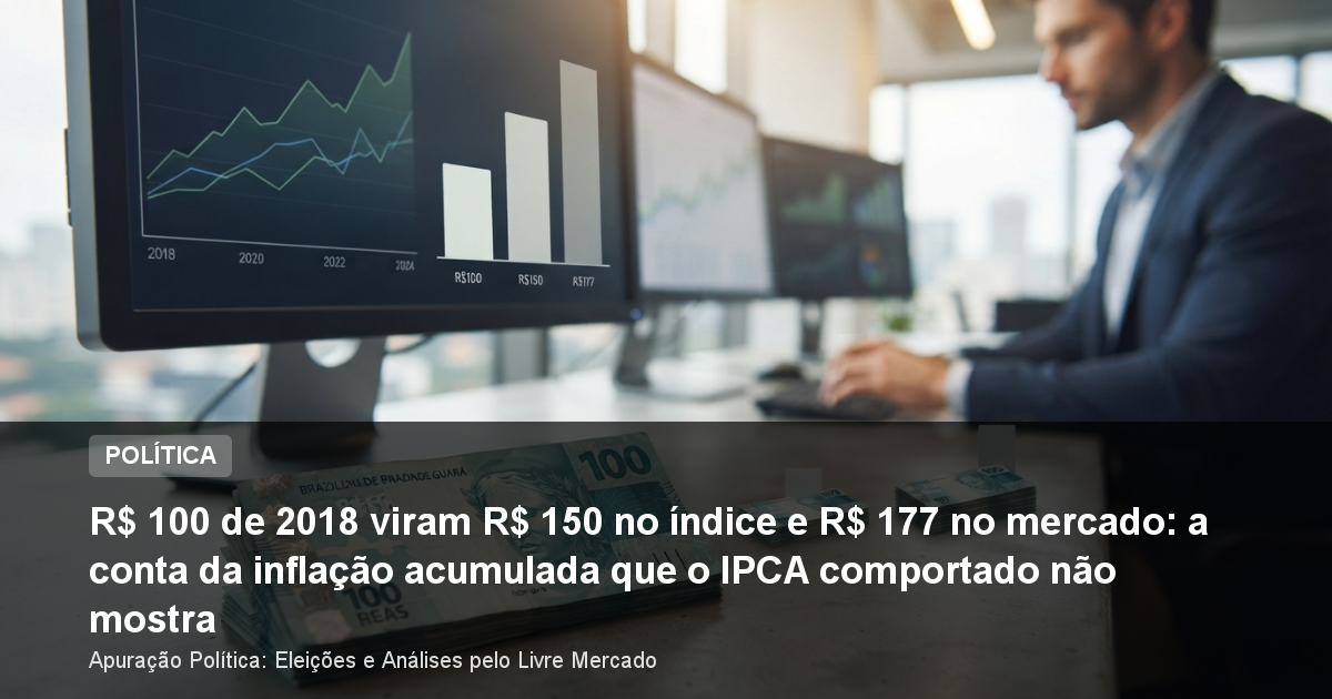 R$ 100 de 2018 viram R$ 150 no índice e R$ 177 no mercado: a conta da inflação acumulada que o IPCA comportado não mostra